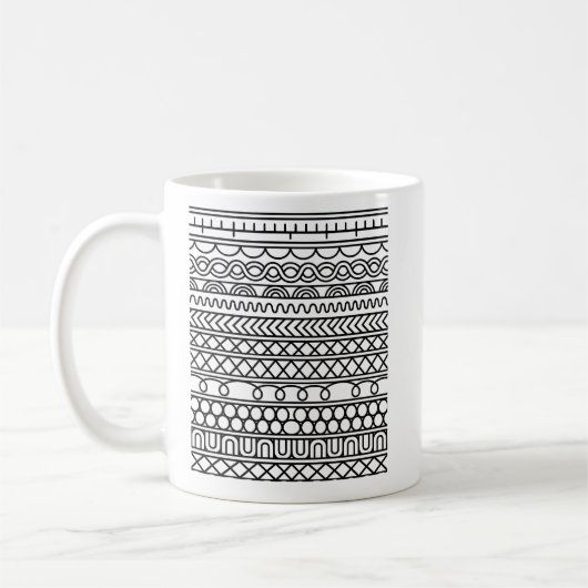 Monochrome Boho Knit Sampler | Tribal Geometric コーヒーマグカップ (左)