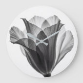 Monochrome botanical fine art photograph ラージ壁時計 (正面)