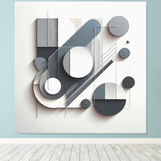 Monochrome Dimensional Balance キャンバスプリント (インサイチュ (ウッドフロア))