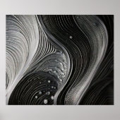 Monochrome Flowing Waves Line Texture ポスター (正面)