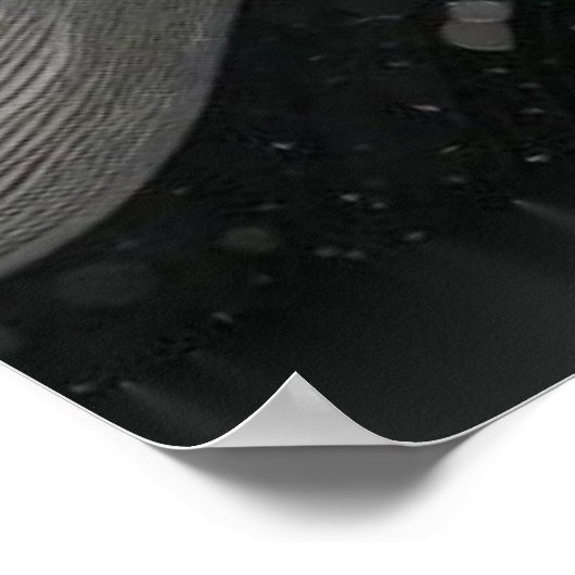 Monochrome Flowing Waves Line Texture with Dots ポスター (角)