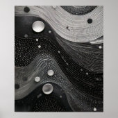 Monochrome Flowing Waves Line Texture with Dots ポスター (正面)