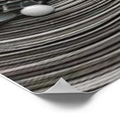 Monochrome Flowing Waves Textured Abstract ポスター (角)