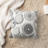 Monochrome Fruit Pattern with Botanical Elements クッション (ブランケット)