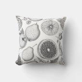 Monochrome Fruit Pattern with Botanical Elements クッション (正面)