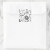 Monochrome Fruit Pattern with Botanical Elements スクエアシール (バッグ)