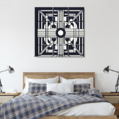 Monochrome Geometric Symmetry – Abstract Line & Ci キャンバスプリント (インサイチュ (寝室))