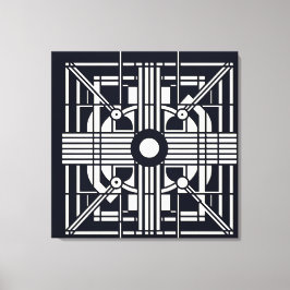 Monochrome Geometric Symmetry – Abstract Line & Ci キャンバスプリント