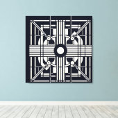 Monochrome Geometric Symmetry – Abstract Line & Ci キャンバスプリント (インサイチュ (ウッドフロア))