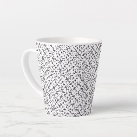 Monochrome Geometric Texture|Seamless Diamond Look カフェラテマグ (左アングル)