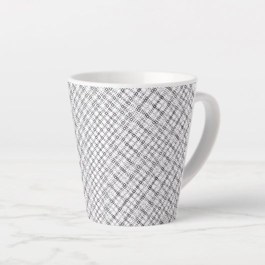 Monochrome Geometric Texture|Seamless Diamond Look カフェラテマグ (右アングル)