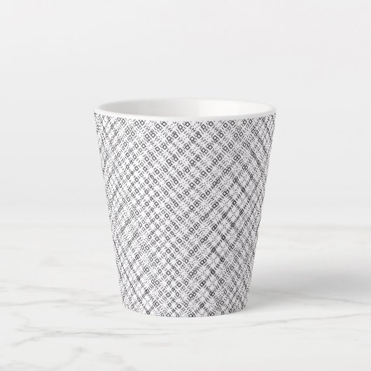 Monochrome Geometric Texture|Seamless Diamond Look カフェラテマグ (正面)