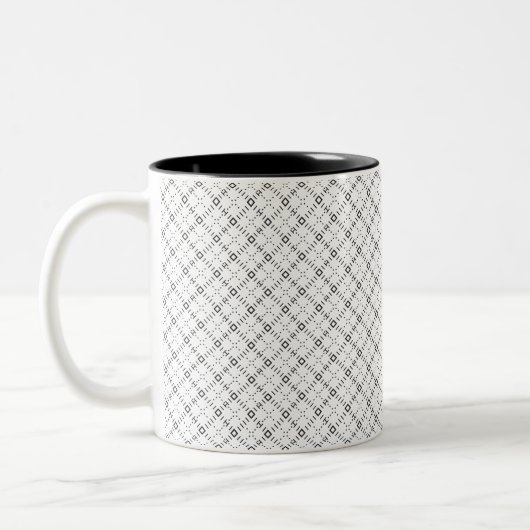 Monochrome Geometric Texture|Seamless Diamond Look ツートーンマグカップ (左)