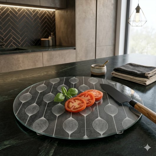 Monochrome Geometry – Glass Cutting Board カッティングボード