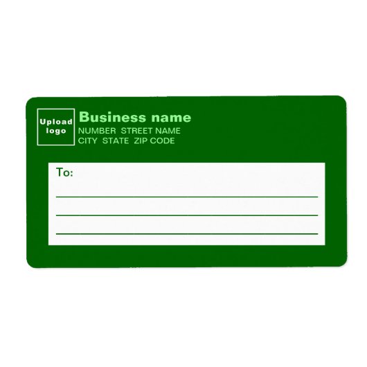 Monochrome Green Business Shipping Label ラベル (正面)