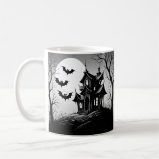 Monochrome Haunted House Mug コーヒーマグカップ