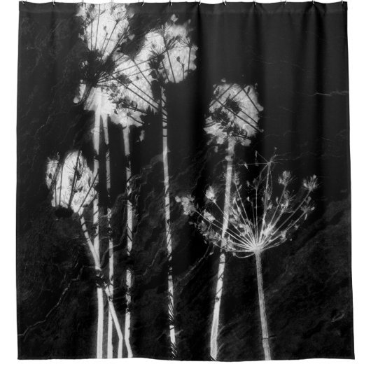 Monochrome High Contrast Dried Wildflowers Graphic シャワーカーテン (正面)