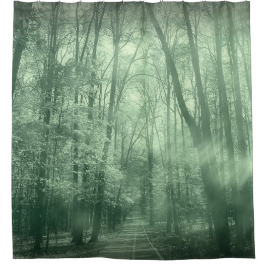 Monochrome landscape nature parkart, autumn, backg シャワーカーテン (正面)