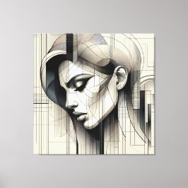 Monochrome Line Portrait キャンバスプリント