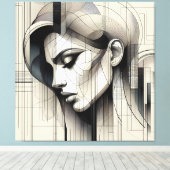 Monochrome Line Portrait キャンバスプリント (インサイチュ (ウッドフロア))