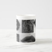 Monochrome Lips Specialty Mug  Elegant Black White ボーンチャイナマグカップ (正面)