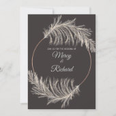 Monochrome Luxury Pampas Grass Boho Wedding Card (正面)