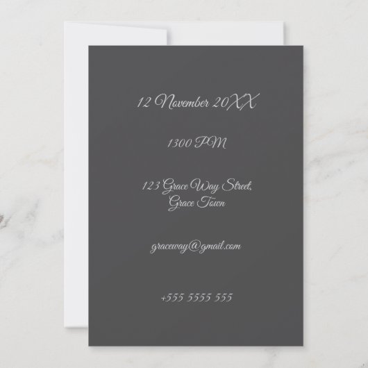 Monochrome Luxury Pampas Grass Boho Wedding Card (裏面)