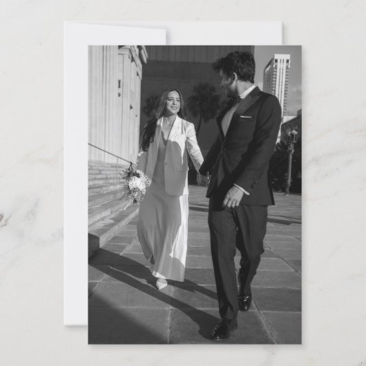 Monochrome minimalist elegant wedding  招待状 (裏面)