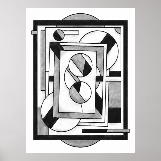 Monochrome Modern Geometric Abstraction ポスター (正面)