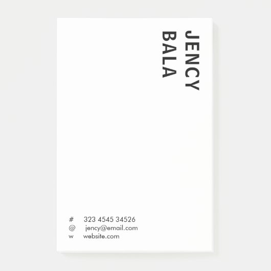 Monochrome Modern Minimal Black White Design ポストイット (正面)