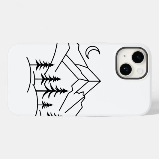 Monochrome Mountain and Pine Forest Phone Case Case-Mate iPhoneケース (裏面 (横))