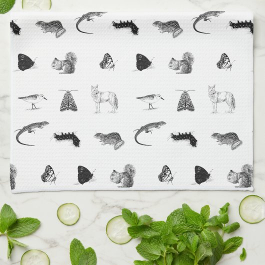 Monochrome Nature Tea Towel キッチンタオル (折り畳み)
