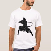 Monochrome Ninja Samurai Silhouette Tシャツ (正面)