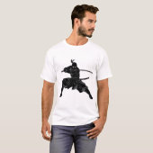 Monochrome Ninja Samurai Silhouette Tシャツ (正面フル)