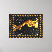 Monochrome Opulent Swirl Liquid Gold Black Achempo キャンバスプリント (正面)