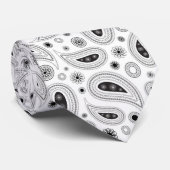Monochrome Paisley Pattern Traditional ネクタイ (ロール)