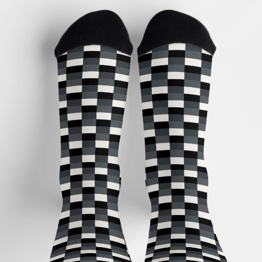 Monochrome Pattern of Gray, Grey, Black and White ソックス (上部)