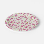 Monochrome Pink Watercolor Alphabet ペーパープレート (アングル)