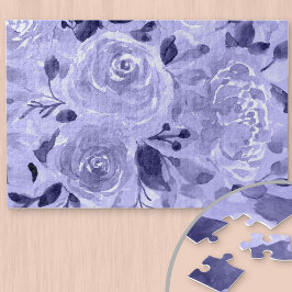 Monochrome Purple and Mauve Watercolor Floral ジグソーパズル