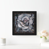 Monochrome Rose [Acrylic Wall Clock] スクエア壁時計 (ホーム)