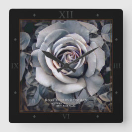 Monochrome Rose [Acrylic Wall Clock] スクエア壁時計