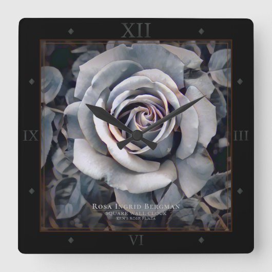 Monochrome Rose [Acrylic Wall Clock] スクエア壁時計 (正面)