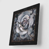 Monochrome Rose [Acrylic Wall Clock] スクエア壁時計 (傾斜)