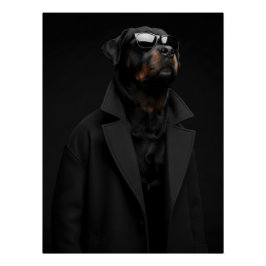 Monochrome Rottweiler Portrait – Dark Minimalist ポスター