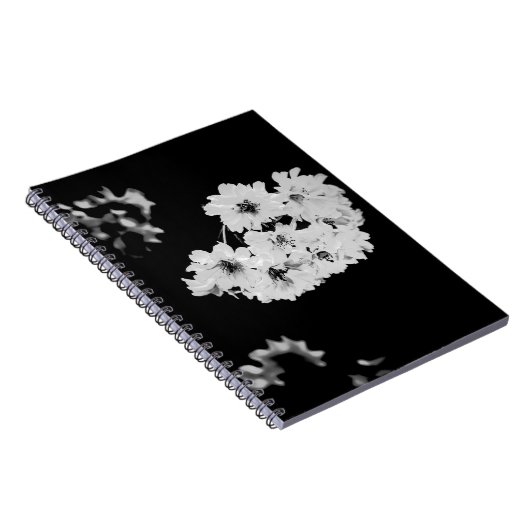 Monochrome Sakura Notebook - Elegant Black & White ノートブック (右側)