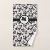 Monochrome Skulls バスタオルセット (ハンドタオル)