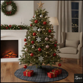 Monochrome Square Plaid Dark Gray Check ブラッシュドポリエステルツリースカート