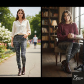 Monochrome Square Plaid Dark Gray Check レギンス