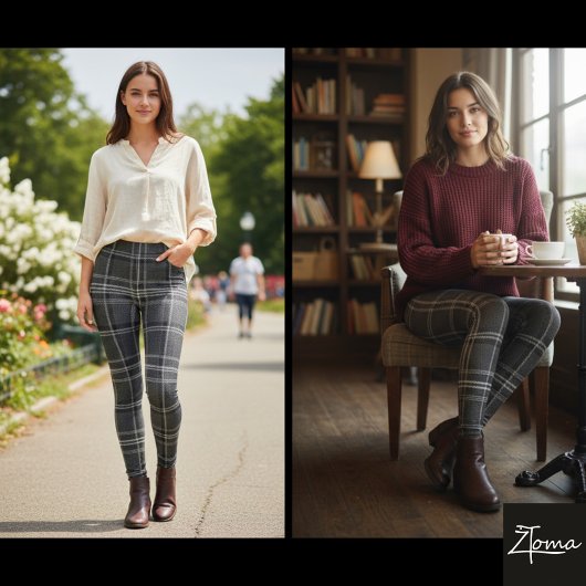 Monochrome Square Plaid Dark Gray Check レギンス