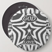 Monochrome Star "God Is Love" - Black & White 缶バッジ (正面&裏面)
